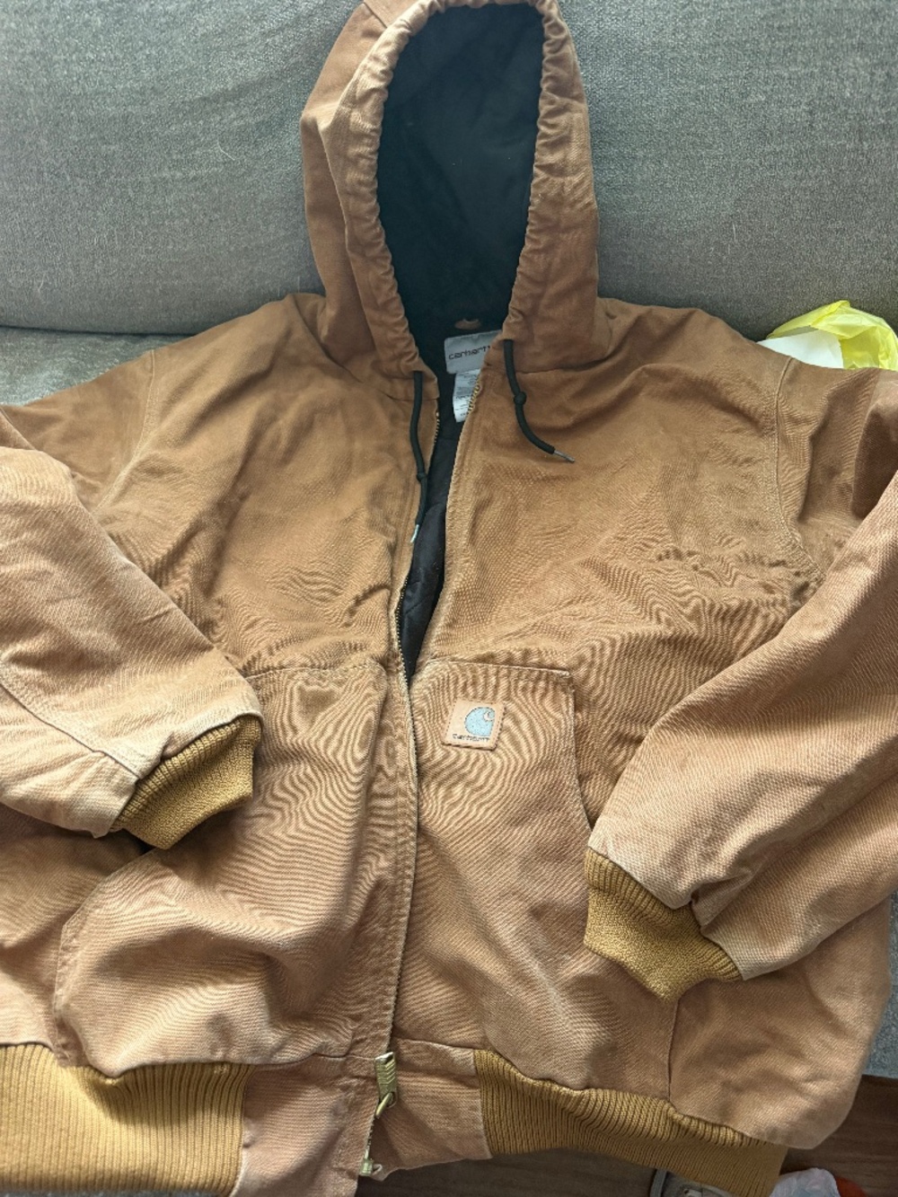 Carhartt Men’s 2XL Brown Hooded Insulated Work Jacket – Excellent Condition